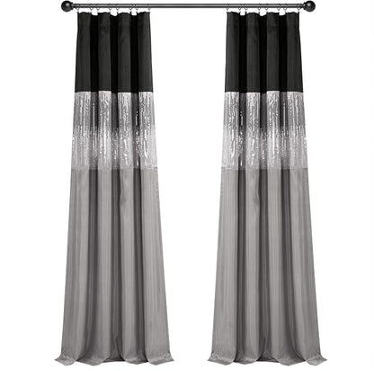 Lush Decor Night Sky 100% Blackout Window Curtain Panel Single 42"W x 84"L, Black & Gray - Blackout Curtains For Bedroom - Sequin Curtains - Glam Decor