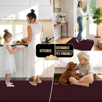 OLANLY Thick Chenille Absorbent Bathroom Rugs Mat 36x24, Black Cherry | Soft Bath Rugs, Rubber Backing, Machine Wash Dry, Bath Mats for Bathroom, Tub and Shower, Home Decor Accessories