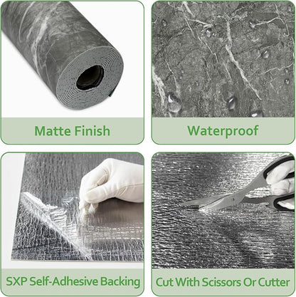 Marble Peel and Stick Waterproof Wall Paneling, 118" x 47" Bardiglio Grey Matte Finish Self-Adhesive Backsplash Tile Vinyl Wall Panel for Kitchen Bathroom Wall Decor, Covers 38.75 Sq. Ft.
