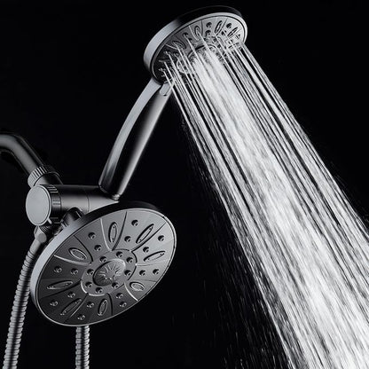 AquaDance 6" Premium High Pressure 3-way Rain & Handheld Shower Head Combo | Enjoy Luxury 6-inch Showerhead & 6-mode Hand Shower Separately or Together! Premium Stainless Steel Hose - Black