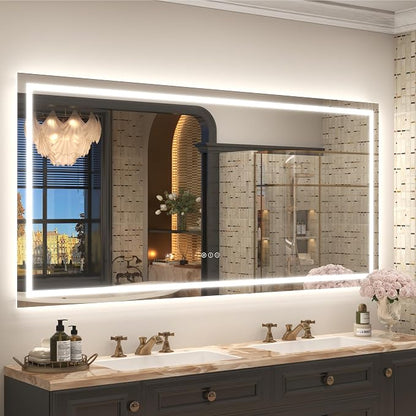 LED Bathroom Mirror for Wall 84x40 Inch | Large Lighted Vanity Mirror with Lights, Dimmable, Front Lights + Backlit, Anti-Fog, Shatter-Proof, Memory, ETL Listed