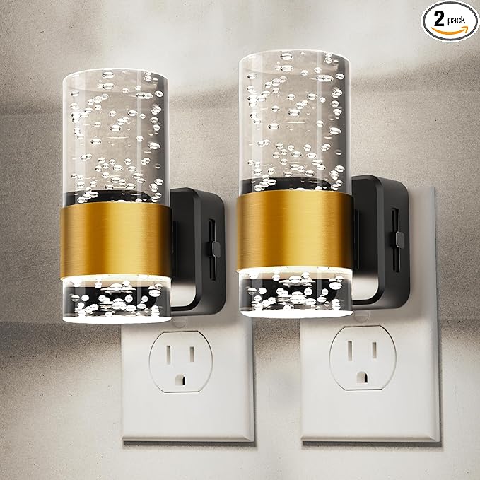 L LOHAS LED Night Light, Decorative Night Lights Plug into Wall | 2 Pack Dimmable Night Light,Auto Light Sensor,Bright White 5000K,Wall Sconce-style Design Nightlight,Bathroom,Bedroom,Hallway