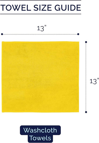 Elegant Comfort Premium Turkish Cotton 6 Pack Washcloths Set - 13 x 13 inch, Luxurious Hotel Spa Quality 100% Turkish Cotton 6PC Washcloth Set - Highly Absorbent - Soft Bathroom Towels, Yellow