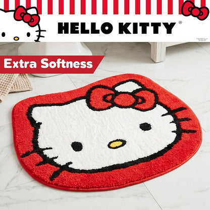 Hello Kitty Non Slip Poly Knit Plush Bathroom Rug, 26" x 23",(Officially Licensed Product) By Franco