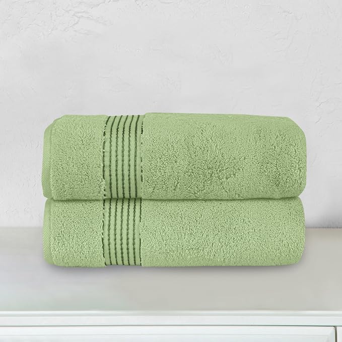 Elegant Comfort Premium Turkish Cotton 2 Pack Bath Towel Set - 27 x 54 inch, Luxurious Hotel Spa Quality 100% Turkish Cotton 2PC Bath Towel Set - Highly Absorbent - Soft Bathroom Towels, Sage