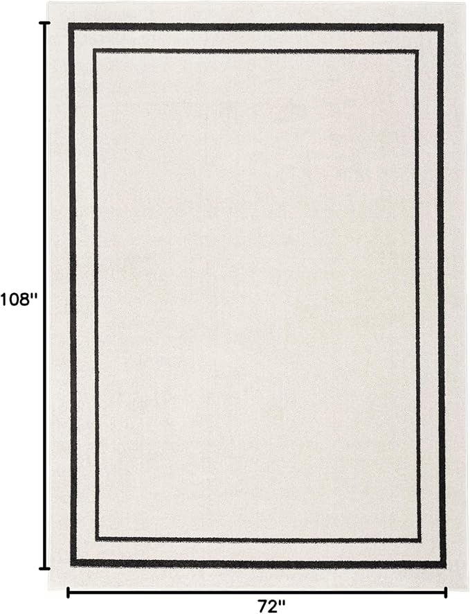 Nourison Home Nourison Essentials Ivory/Black 6' x 9' Area Rug - Easy Clean, Non Shedding, Bed Room, Living Room, Dining Room, Kitchen (6' x 9')