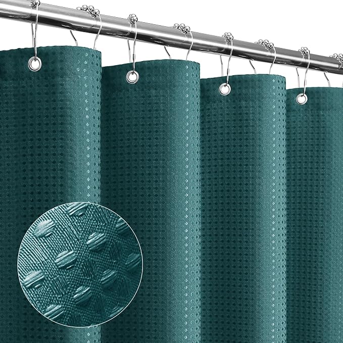 Seaweed Green Fabric Shower Curtain, 72 X 72 | Cloth-Textured Shower Curtain for Bathroom - Soft Cloth & Hotel Spa Luxury, Water Repellent, Machine Washable