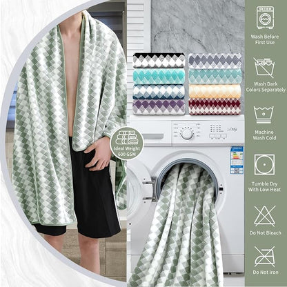 4 Piece Bath Towel Set Oversized Bath Sheet 35"x70" Bathroom Towel Extra Large Towel Set Soft Highly Absorbent & Quick Dry Premium Bath Sheet for Bathroom 600GSM Shower Towel Spa Gym Hotel,Green