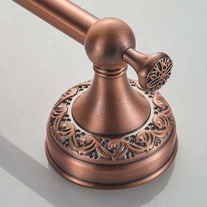 Red Copper Bath Roll Toilet Paper Holder, Wall Mounted Red Bathroom Hardware Accessories, Pattern Carving Design, PBR-4386Z