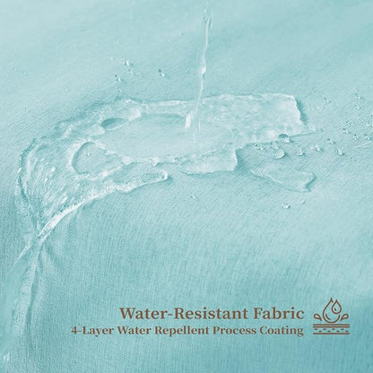 BTTN Extra Long Boho Scalloped Linen Textured Shower Curtain, 72x96, Teal | Extra Tall Size, 230GSM Waterproof Polyester, Heavy Duty Fabric, 12 Plastic Hooks, Elegant Farmhouse Style, Machine Washable
