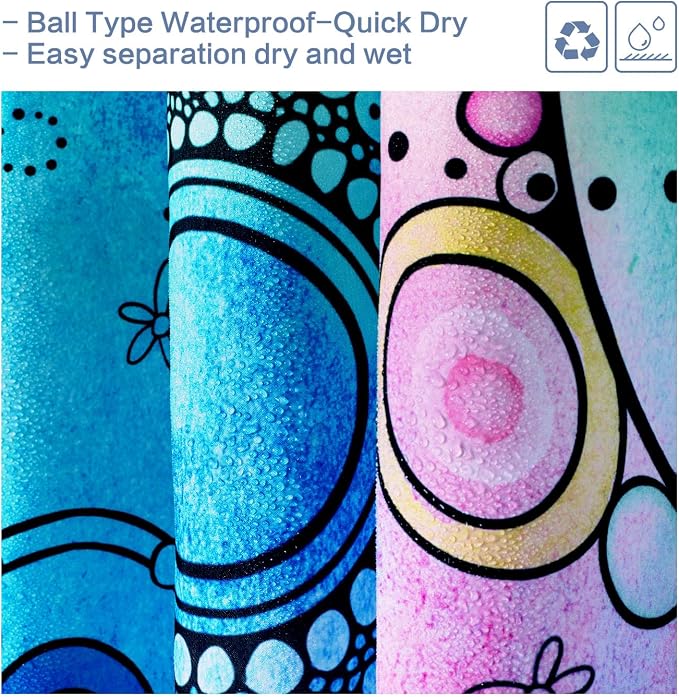 Watercolor Shower Curtain, Doodle Painting Shower Curtain Waterproof Shower Curtain Sets for Bathroom with 12 Hooks Polyester Fabric Machine Washable Home Office Decor Bath Curtain