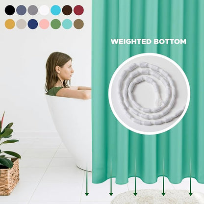 Fabric Shower Curtain Liner 72"W x 84"L-Teal Extra Long Shower Liners | Hotel Quality Water Resistant Machine Washable Shower Liner-Cloth Polyester Light Weight High Ceilings Bathroom Curtain Liner