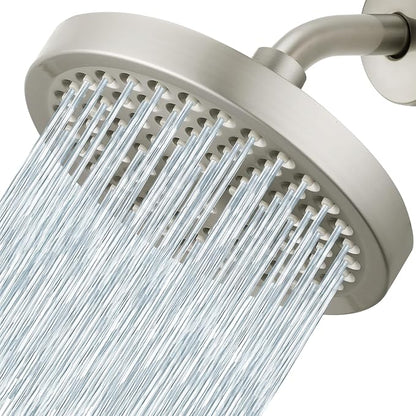 Voolan High Pressure Rain Shower Head, 6" Pressure-Boosting, Ideal for Replacement Fixed Bathroom Showerheads, Easy to Install, Renter-Friendly (Brushed Nickel)