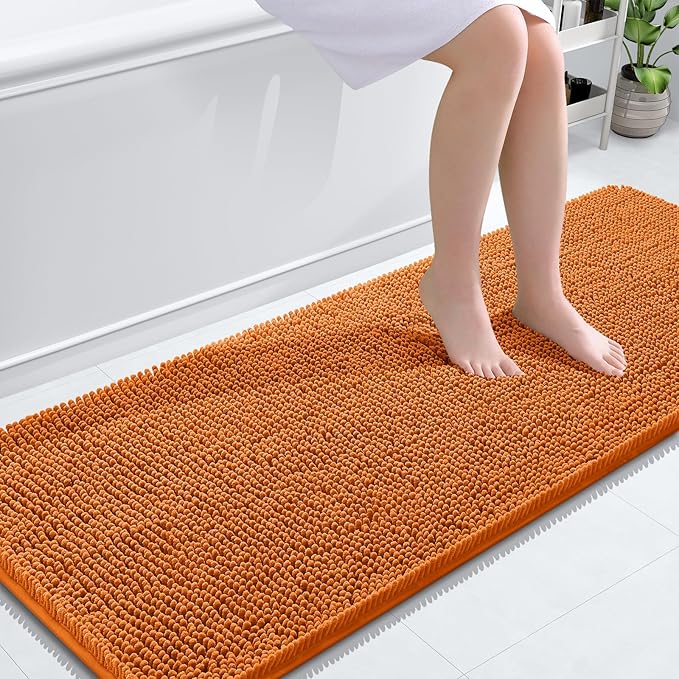 OLANLY Bathroom Runner Rugs 59x24, Extra Soft Absorbent Chenille Bath Rugs | Clay, Quick-Drying Rubber Backing, Machine Washable Long Bath Mat for Bathroom Floor, Tub and Shower, Home Decor Accessories