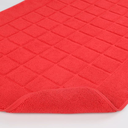 Superior 100% Cotton Bathmat Set, Bath Mats, Bathroom Decor, Shower, Bathtub Essentials, Home Accessories, Small Washable Rug, No Backing, Heavyweight, Nora Collection, Set of 2, 22" x 35", Red