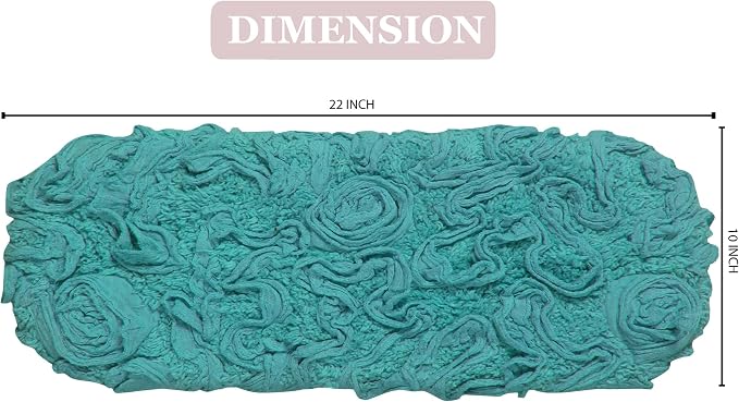 Home Weavers Bell Flower Toilet Tank Lid Cover – 10"x22", 100% Cotton, Tufted, Soft & Absorbent, Non-Slip, Machine Washable Bathroom Décor, Turquoise