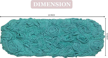 Home Weavers Bell Flower Toilet Tank Lid Cover – 10"x22", 100% Cotton, Tufted, Soft & Absorbent, Non-Slip, Machine Washable Bathroom Décor, Turquoise