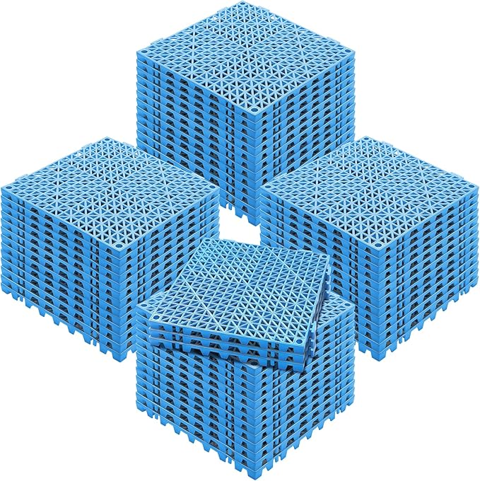 Happybuy Interlocking Tiles 55 PCS Blue, Drainage Tile 12x12x0.5 Inches, Outdoor Floor Interlocking Deck Tile, Flooring for Pool Shower Bathroom Deck Patio Garage Tiles