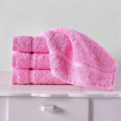 Hawmam Linen Luxury Cotton Washcloths 13x13 Inch - Large Hotel Spa Bathroom Face Towel | 12 Pack | Pink