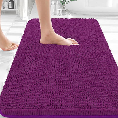 OLANLY Small Bathroom Rugs 30x18, Extra Soft Absorbent Chenille Bath Rugs | Purple, Quick-Drying Rubber Backing, Machine Washable Bath Mat for Bathroom Floor, Tub and Shower, Home Decor Accessories