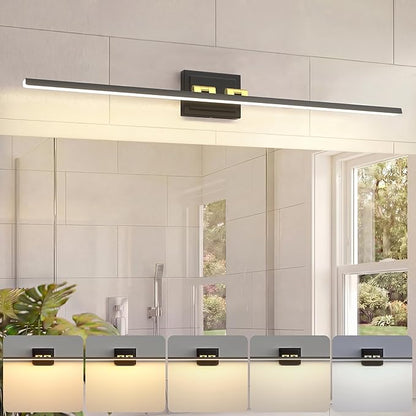 VOLISUN Modern Bathroom Vanity Light 39.4 inch, Rotatable, 24W Dimmable 5CCT Led Bathroom Light Fixture Over Mirror, Black Gold Bar Vanity Light for Bathroom Mirror Cabinets-ETL Certificated