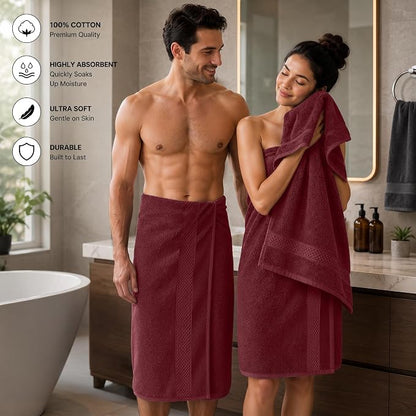 DAN RIVER 600 GSM Cotton Large Bath Towels Set of 4, 27 x 54 Inches | Larger & Lighter Weight Towels for Bathroom - Highly Absorbent & Quick Dry 100% Cotton Bath Towel Set for Home, Spa & Hotel