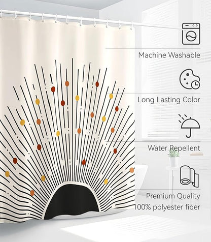 Shower Curtain for Bathroom Stall Boho Modern Cute Aesthetic Decorative Girly Waterproof Unique Art Sun Elegant Girls Chic Print Design Teen Pretty Women Cortinas de Baño Bathtub 72 x72 Inch