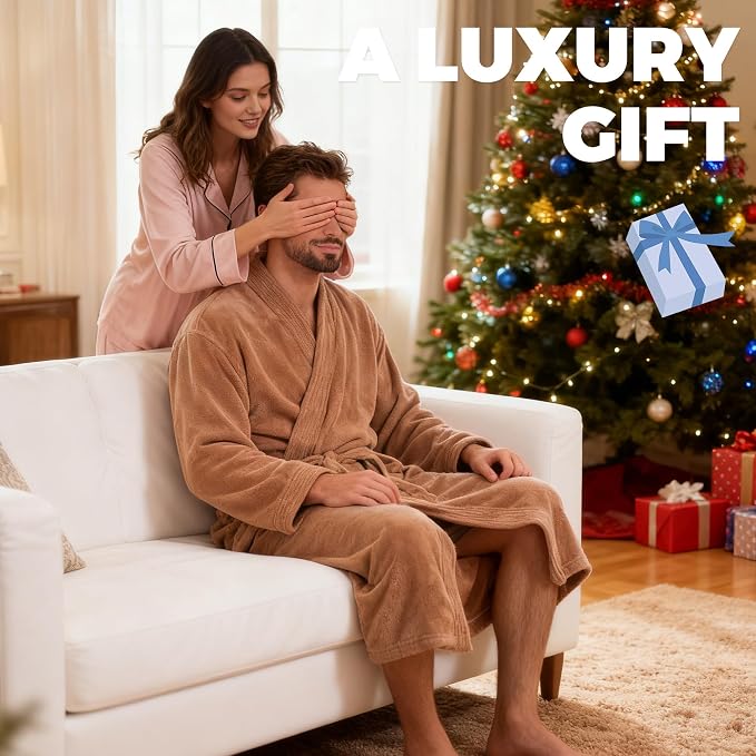 PJGGZ Towel Robe for Men - Ultra-Absorbent Soft Quick Dry Towel Bathrobe Kimono for Shower, Spa & Hotel