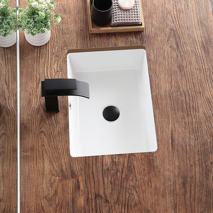 18 Inch Undermount Bathroom Sink White Rectangular Porcelain Ceramic Vanity Basin with Overflow (18.3"x13.8") KDKSC