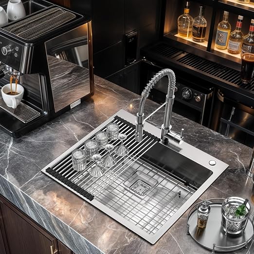 YITAHOME Drop in Kitchen RV Sink 25 in Topmount 304 Stainless Steel Single | Bar Sinks 25 x 22 x 10 Inch