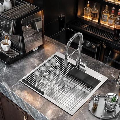 YITAHOME Drop in Kitchen RV Sink 25 in Topmount 304 Stainless Steel Single | Bar Sinks 25 x 22 x 10 Inch