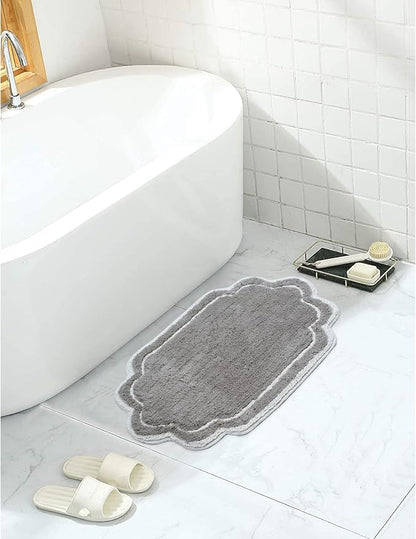 Home Weavers Allure Collection 100% Cotton Tufted Bathroom Rug, Soft and Absorbent Bath Rugs, Non-Slip Bath Carpet, Machine Wash Dry Bath Mats for Bathroom Floor, 17"x24" Bath Rug, Gray