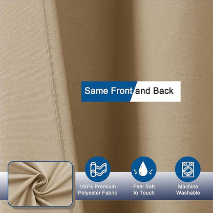 Zora 84 Inch Shower Curtain Set with 12 Plastic Hooks, Plain Fabric Taupe Shower Curtain for Bathroom - Extra Long Shower Curtain, Water Resistance, Machine Washable Soft Cloth, 72X84, Taupe