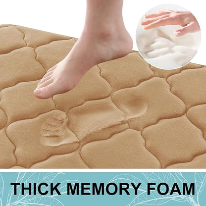 OLANLY Memory Foam Bath Mat Rug 44x24, Ultra Soft and Absorbent Bathroom Rugs, Non-Slip, Comfortable, Machine Washable Bath Carpet for Bathroom Floor, Tub Shower and Home Decor Accessories, Dark Beige