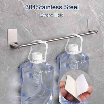 NearMoon Self Adhesive Bathroom Towel Bar- Stainless Steel Bath Wall Shelf Rack Hanging Towel Stick On Sticky Hanger Contemporary Style, NO Drilling (2 Pack, Brushed Nickel, 16-Inch Towel Rack)
