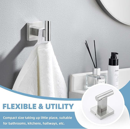 Suyar Bathroom Hardware Set Brushed Nickel, Bathroom Accessories 4 Pieces | Include Robe Hook, Toilet Paper Holder, Hand Towel Holder, Towel Bar, SUS304 Stainless Steel, Wall Mounted