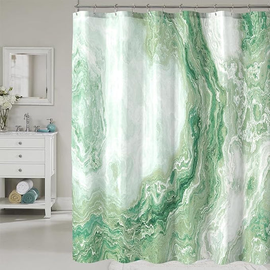 Sage Green Shower Curtain Marble Texture for Bathroom, Polyester Fabric Cloth Waterproof Bathroom Home Decor, 72x72 Inch
