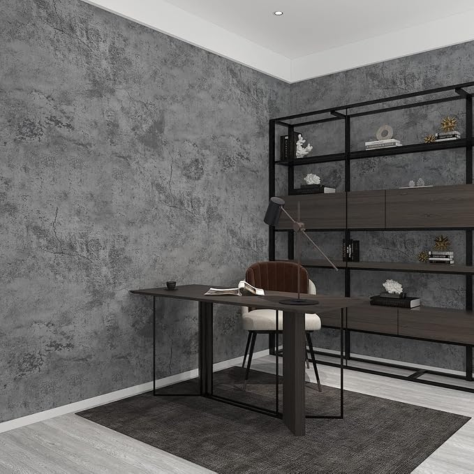 3yecao 48"×354" Extra Wide Thick Large Size Blue Grey Cracked Concrete Wallpaper Peel Stick Dark Blue Gray Concrete Contact Paper Vinyl Textured Cement Sticker for Bedroom Basement Coffee Room Walls