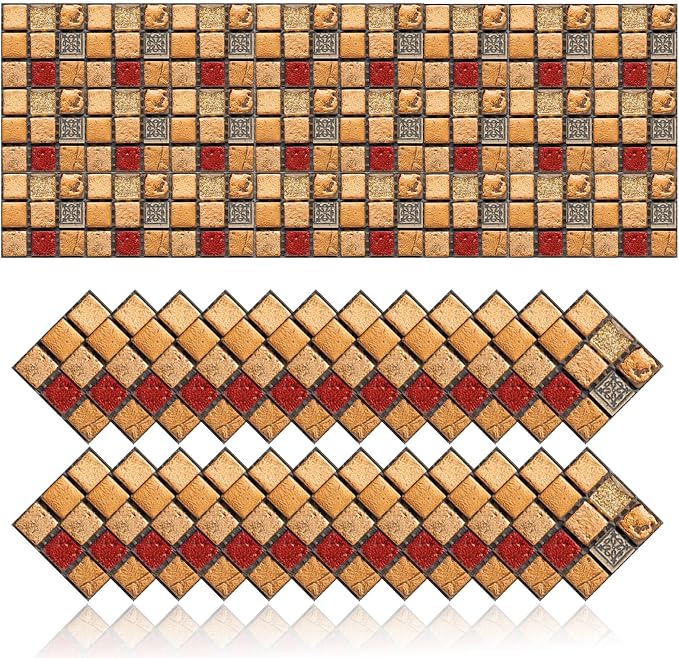 24Pcs Peel and Stick Tile Stickers for Kitchen Bathroom Backsplash Waterproof Traditional Design Wall Decals Easy to Apply DIY Home Decor (Style C, 6 x 6 Inch)