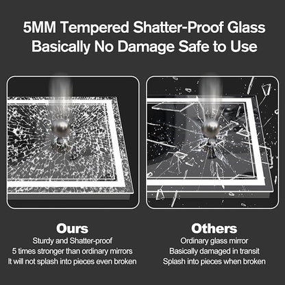 OKPAL 55x36 LED Bathroom Mirror with Lights, Anti-Fog Lighted Bathroom Mirror, Dimmable Lighted Mirrors for Bathroom Wall, LED Vanity Mirror, Shatterproof, ETL Listed, Horizontal/Vertical