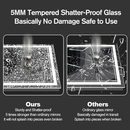 OKPAL 44x30 Lighted Bathroom Mirror, Anti-Fog LED Bathroom Mirror, Bathroom Mirror with Lights, Dimmable Lighted Vanity Mirror, Shatterproof, ETL Listed, Horizontal/Vertical