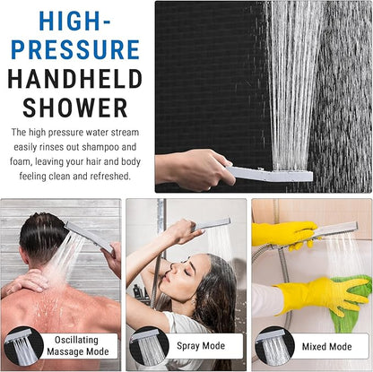 G-Promise 16 Inch All Metal Rain Shower Head with Handheld Spray (Chrome) | Suits Every Height, Pause Mode Diverter, Massage Mode Handheld, Full Body Coverage, Easy to Install, Modern Bath Upgrade