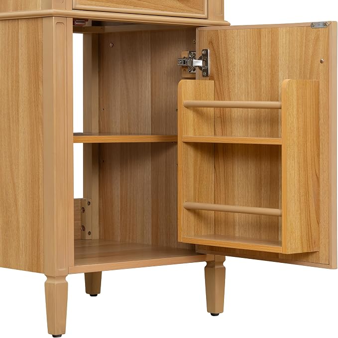 20" Small Bathroom Vanity with Ceramic Sink,Modern Freestanding Storage Cabinet w/Tilt-Out Drawer and Soft-Close Door,Adjustable Shelf,Solid Pinewood Frame for Bath/Powder/Guest Room,Wood