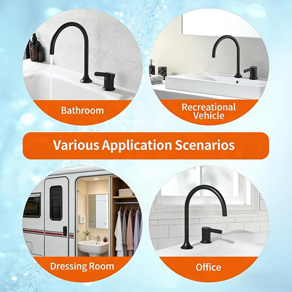 Bathroom Faucets Matte Black,Single Handle Brass Widespread Basin Faucet for Sink,High Arc Gooseneck Bathroom Sink Faucet 2 Hole,Vanity Vessel Sink Faucet Mixer Tap