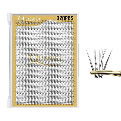 QUEWEL Lash Clusters 320Pcs 20D C Curl Lash Cluster Eyelash Extensions | Cluster Lashes Mix12-18mm Individual Eyelashes Clusters Wispy Lash Clusters Thin Band Soft to Use at Home (20D C Mix12-18)