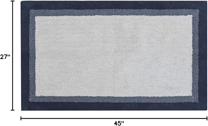 Madison Park Amherst Tufted Bath Rug Cotton Non-Slip, 27 x 45, Navy | Quick Dry, Ultra Soft, Pile, Machine Washable, Absorbent, OEKO-TEX Certified