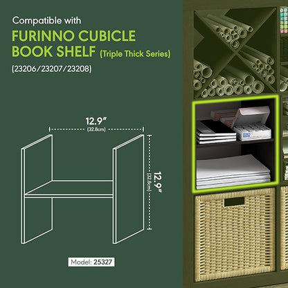 Furinno Cubicle Cube Insert, H-Shelf Cube Organizer, 2-Tier Shelf Accessory, Fits into Furinno Triple Thick Cubes, IKEA Kallax, for Organizers and Storage, Black Dark Oak