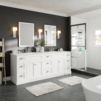 Eviva Epic 84 in. White Double Sink Bath Vanity with Carrara Quartz Top