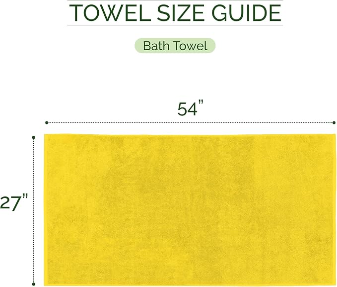 Elegant Comfort 100% Turkish Cotton Corduroy Ribbed Luxury Soft 2 Pack Bath Towels 27 x 54 Inch - Ultra Plush, Absorbent, Quick Dry, Hotel Spa Quality Towels for Bathroom Essentials, Yellow