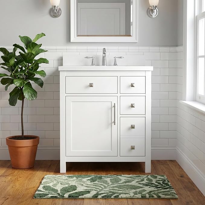 Lavanti Oakford 30 Inch Bathroom Vanity with Sink – Stylish White Vanity Bathroom with Storage Cabinet – Modern Bathroom Vanities with Single Vanity Sink & Quartz Countertop